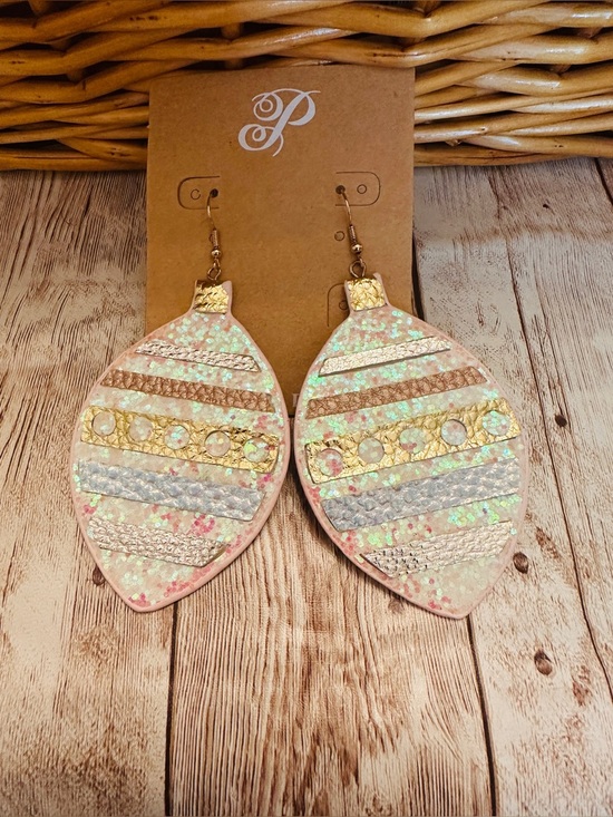 Plunder Jewelry - Pale Pink Iridescent whimsical light bulb Earrings with Gold Accents*Plunder*